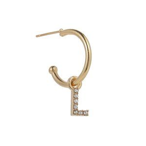 Gold Tone Alphabet Initial Earring Letter L 3 Pack